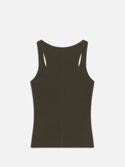 Rib Scoop Neck Tank in Rich Military Heather