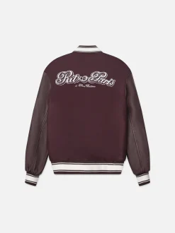 Ritz Unisex Varsity Jacket in Bordeaux