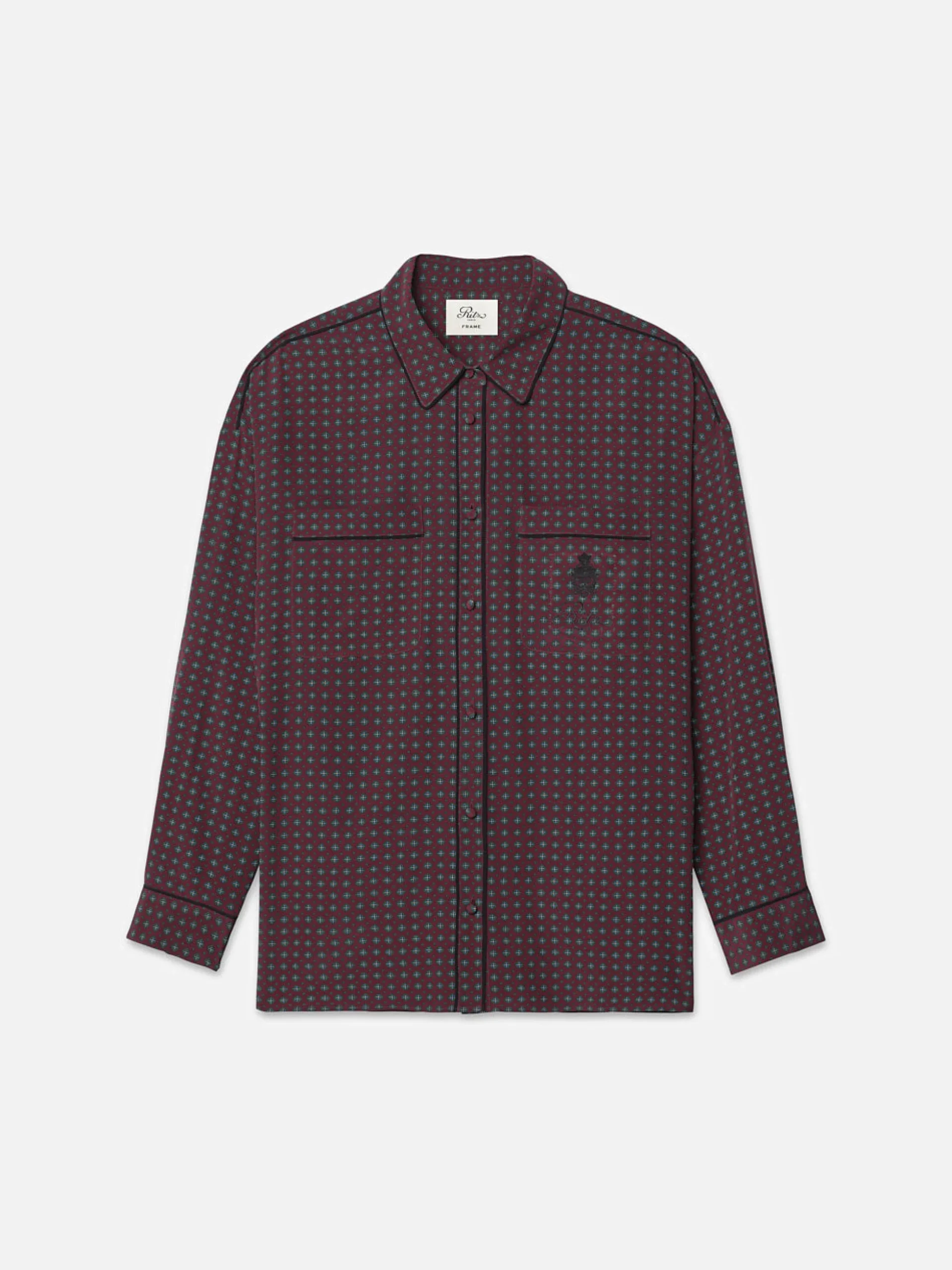 Ritz Women's Pajama Shirt in Bordeaux Multi