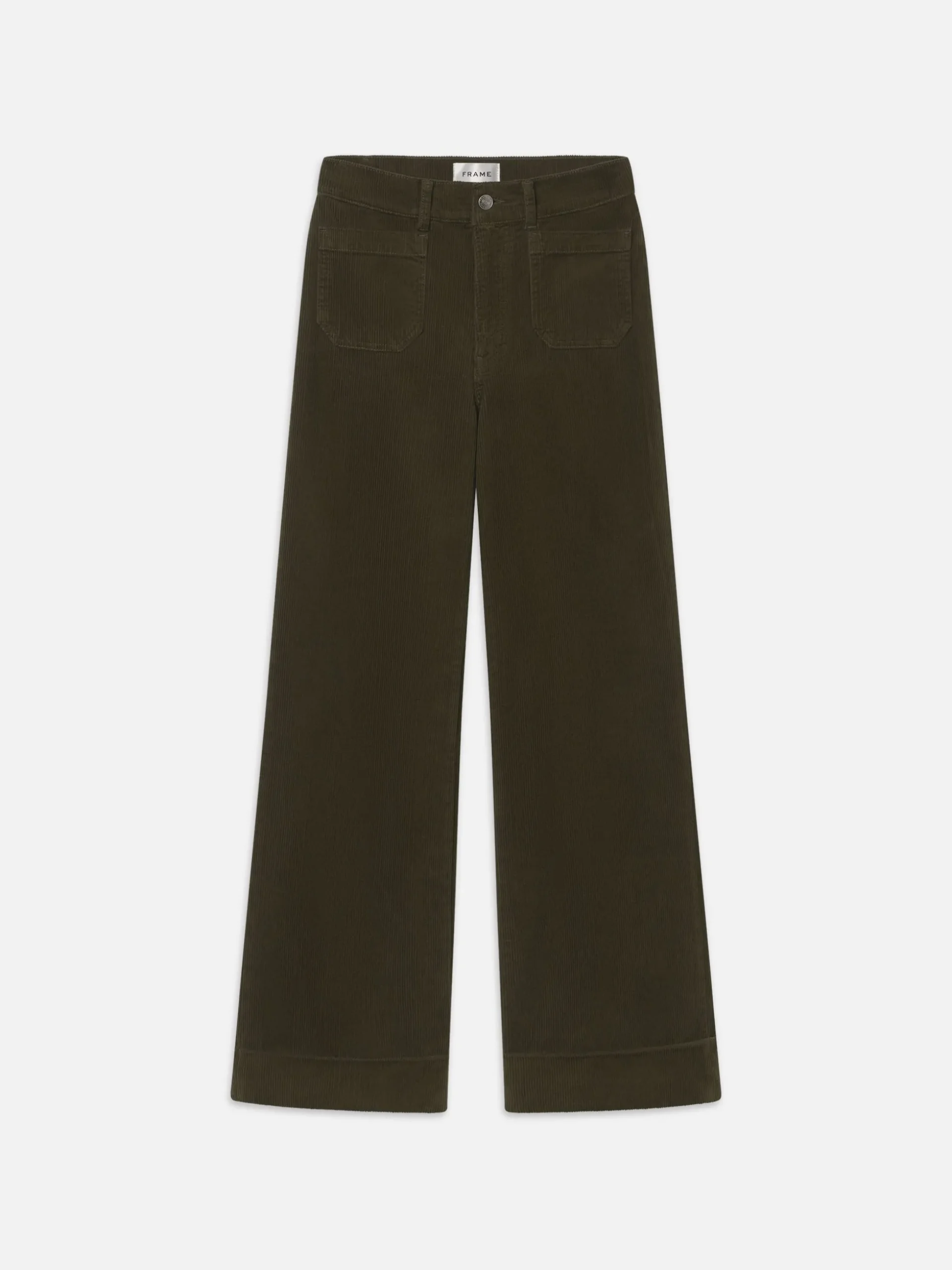 70's Cropped Wide Leg Corduroy in Rich Military