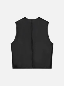 Shearling Vest in Stone Beige/Black
