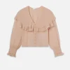 Sheer Ruffle Blouse in Light Petal