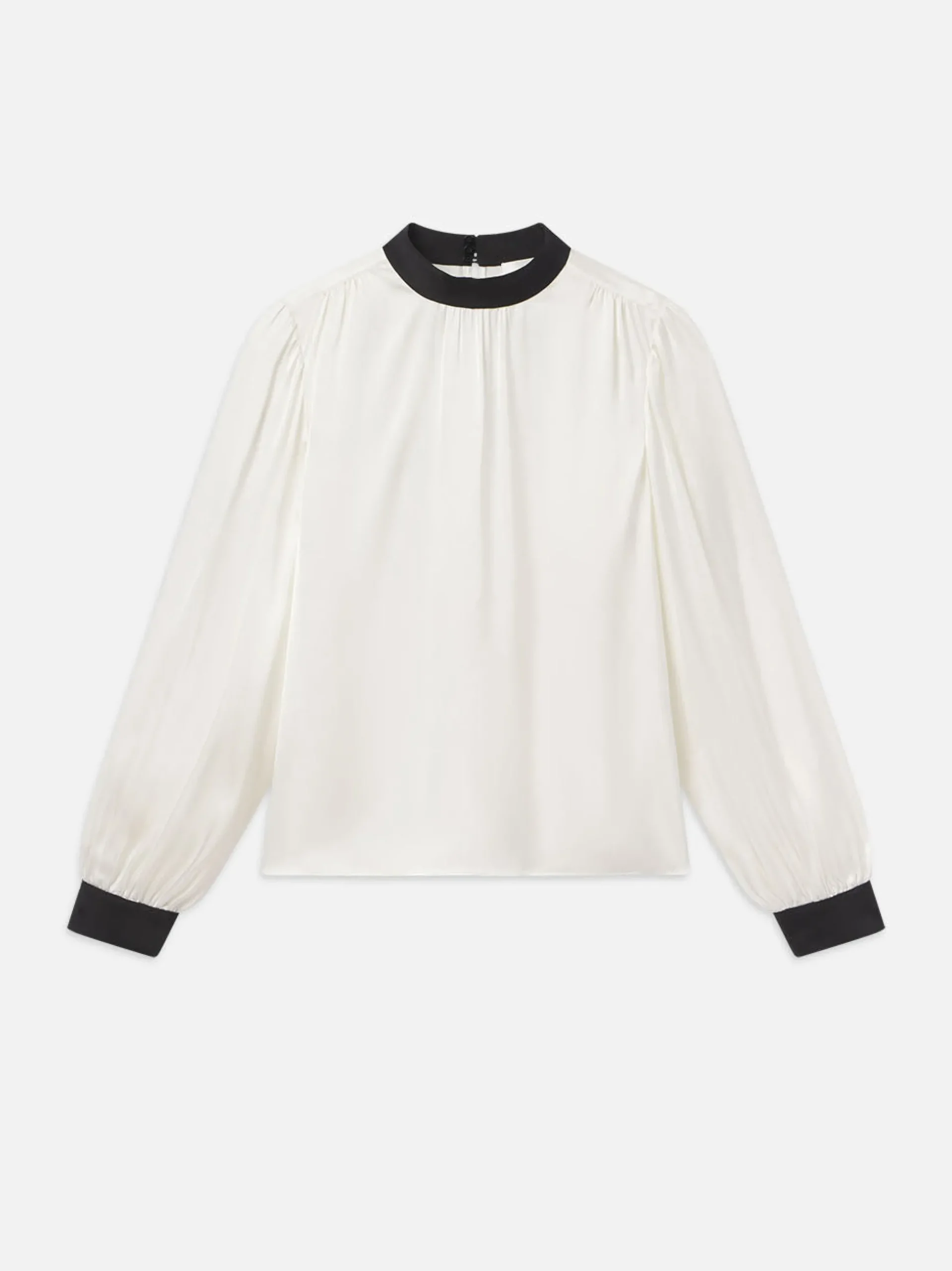 Shirred Mock Neck Blouse in Cream