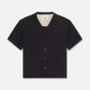 Short Sleeve Camp Collar Shirt in Dark Navy