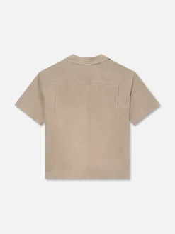 Short Sleeve Suede Shirt in Smoke Grey