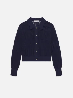 Shrunken Crochet Cardi in Navy
