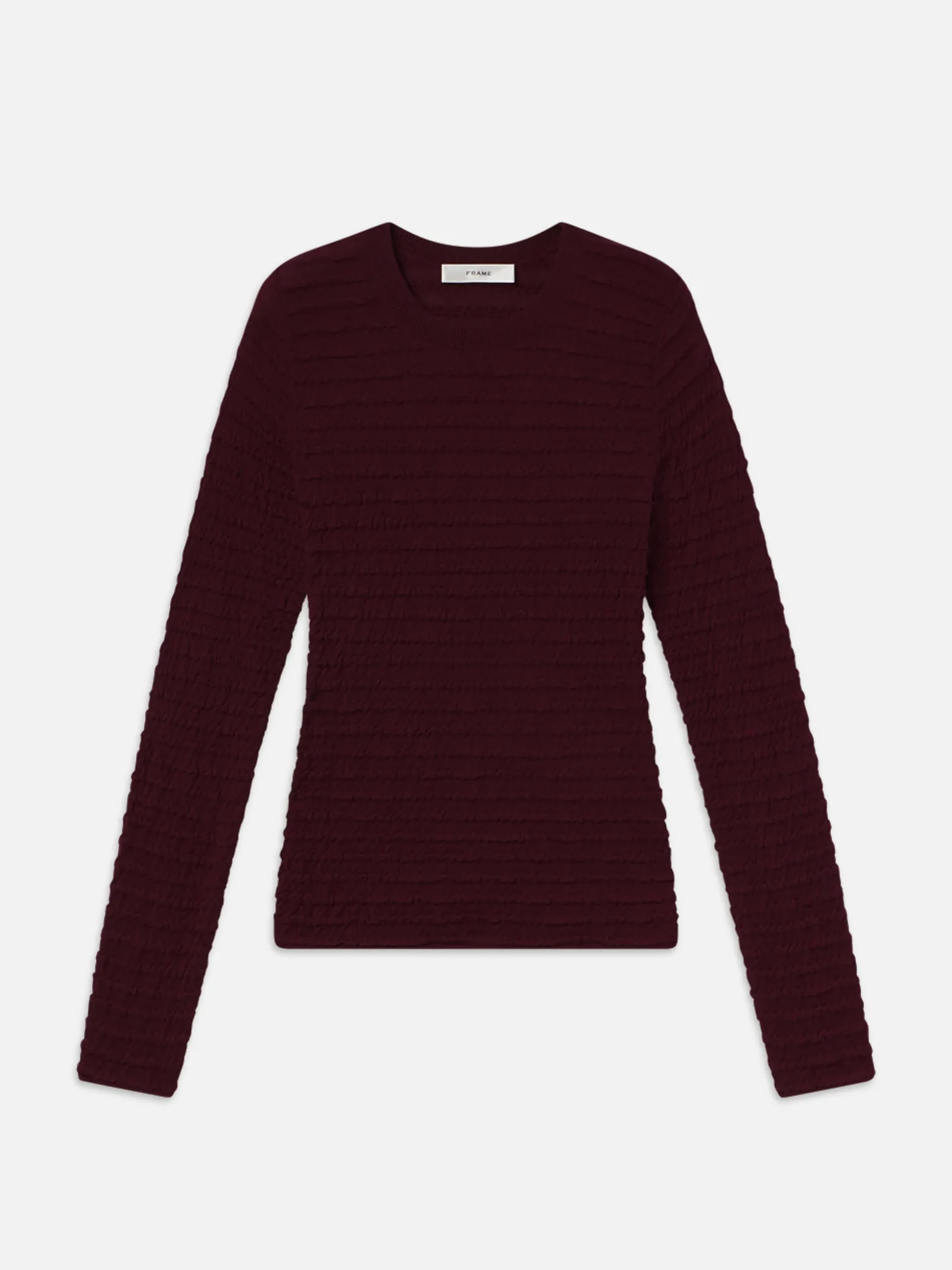 Smocked Long Sleeve Crewneck in Wine