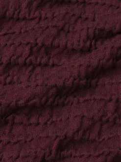Smocked Long Sleeve Crewneck in Wine