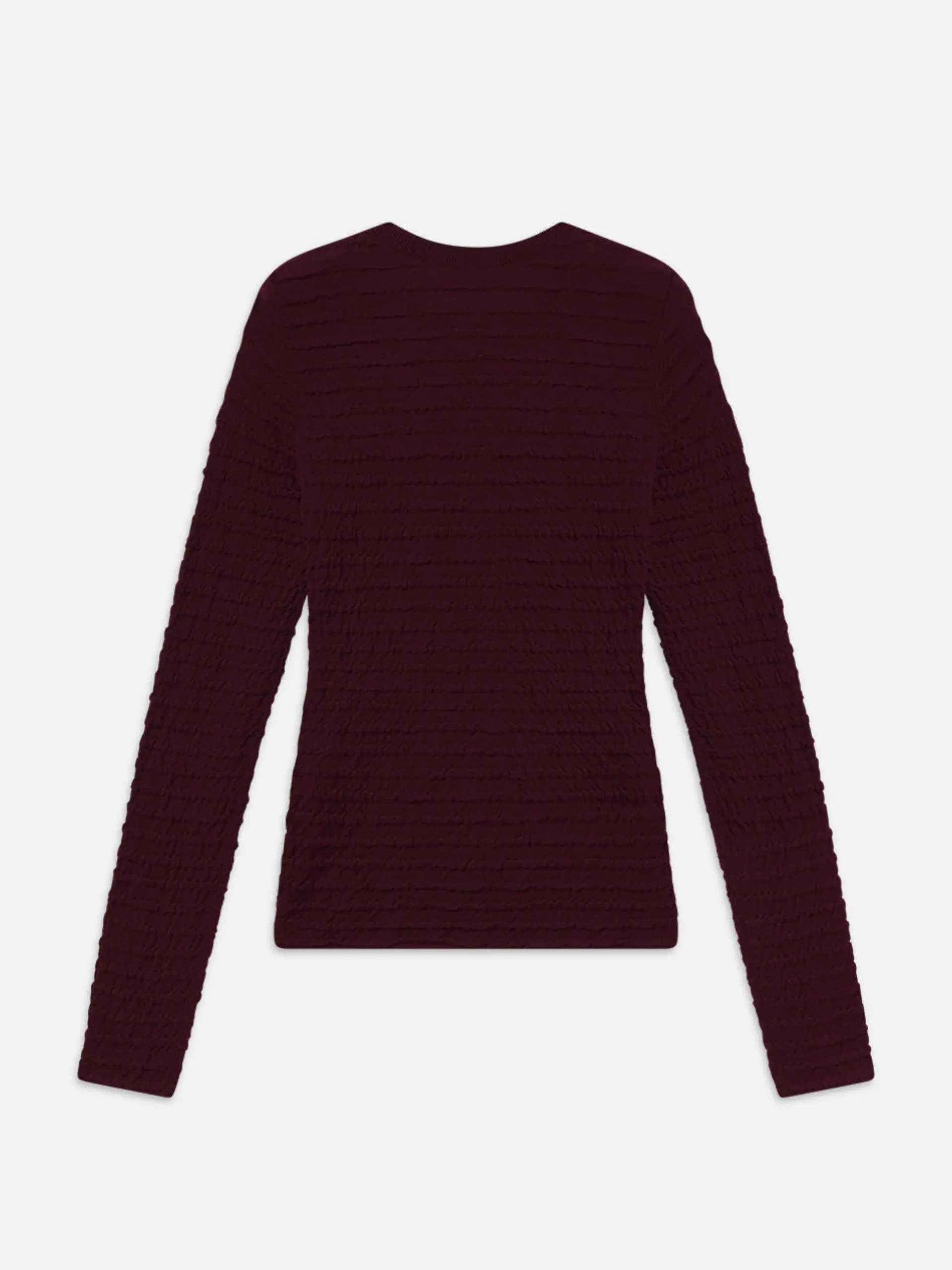 Smocked Long Sleeve Crewneck in Wine