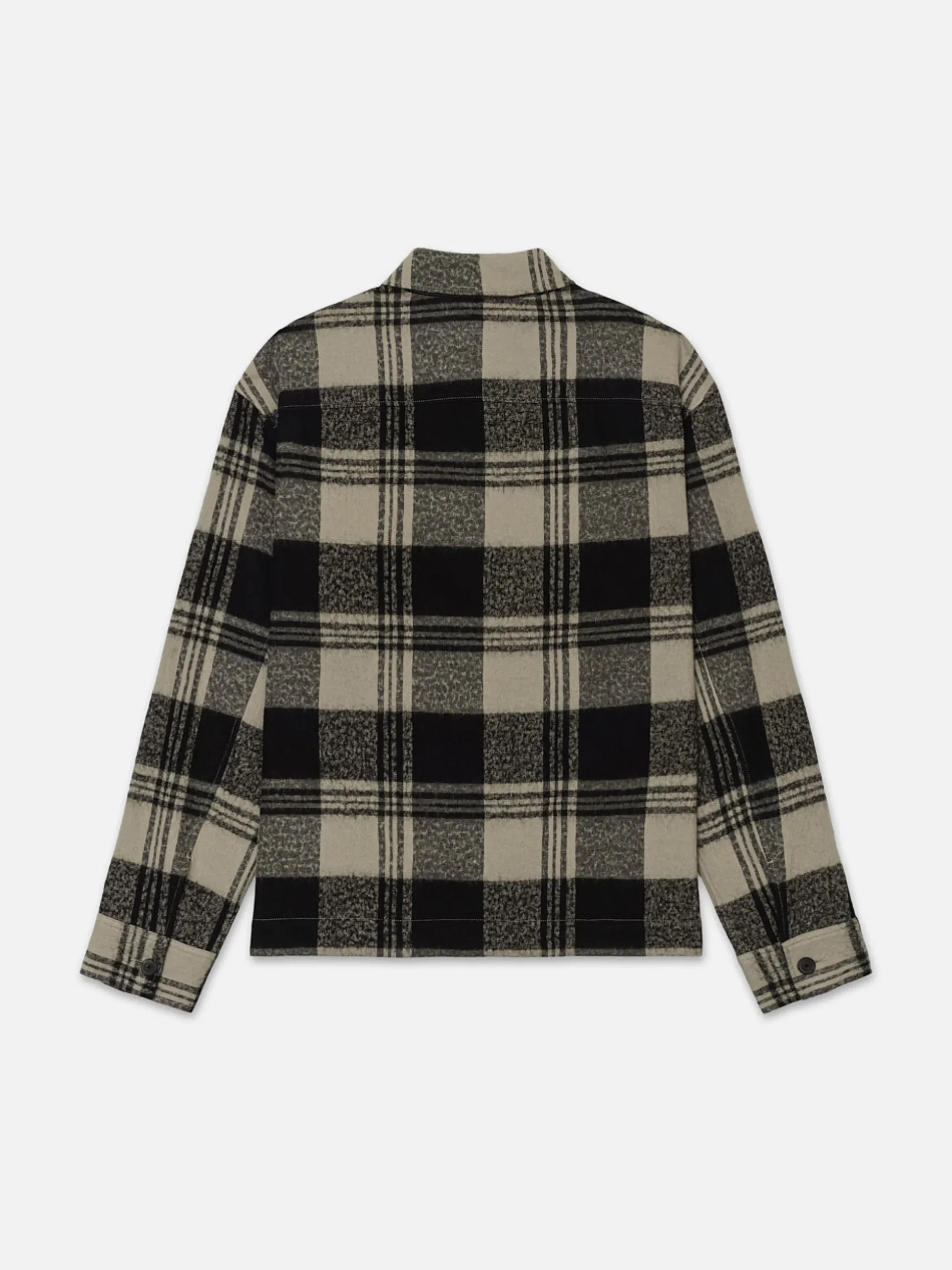 Spring Plaid Zip Shirt Jacket in Smoke Beige/Noir