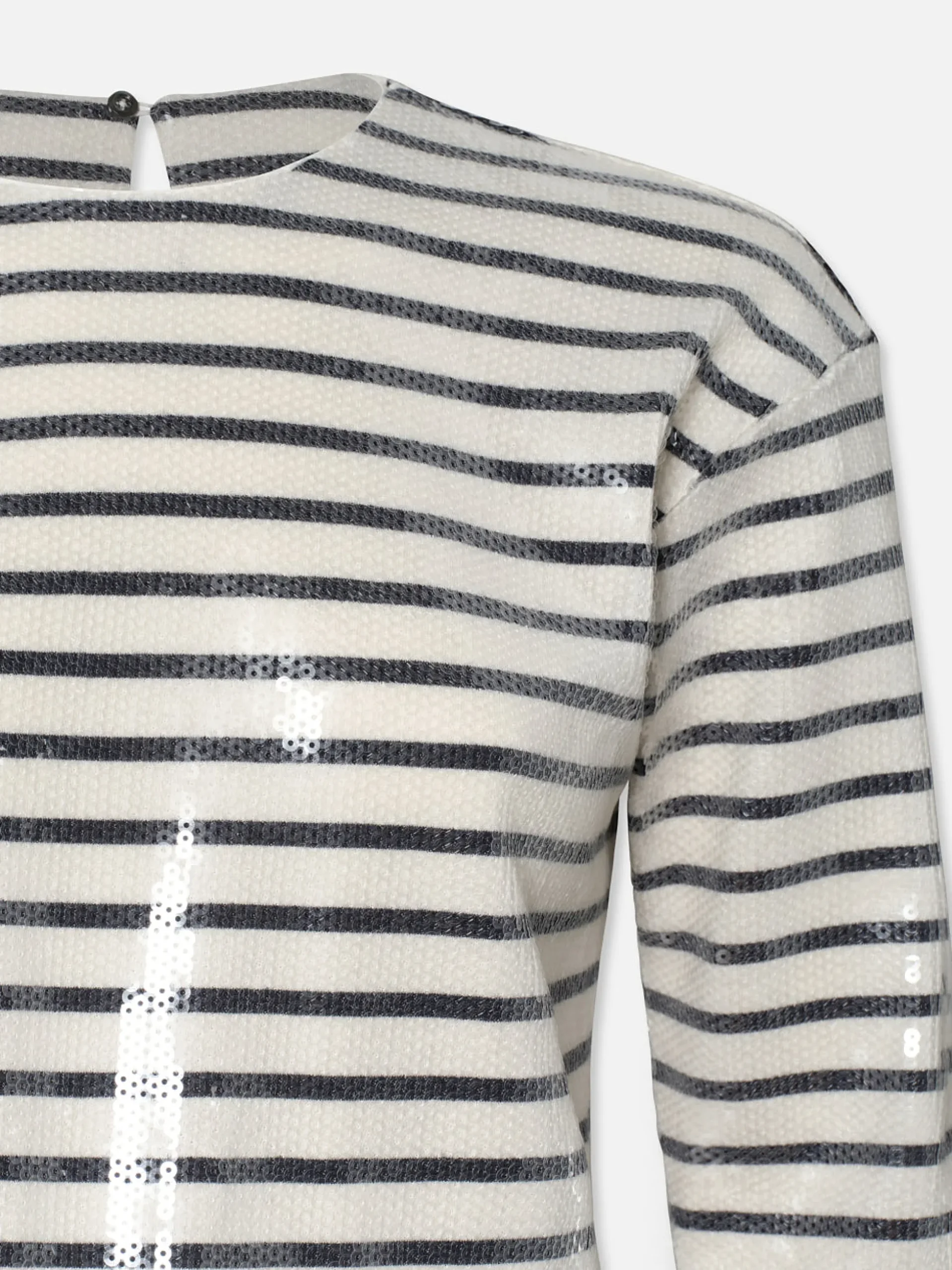 Striped Sequin Top in Navy Multi