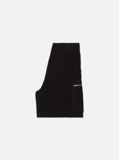 Suede Cargo Shorts in Black