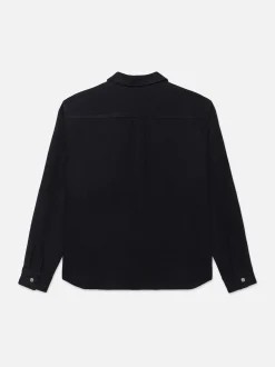 Textured Overshirt Jacket in Dark Navy