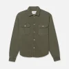 Textured Terry Overshirt in Smokey Olive
