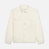 Textured Terry Overshirt in Off White