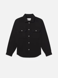 Textured Terry Overshirt in Black
