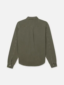 Textured Terry Overshirt in Smokey Olive