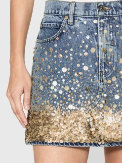 The Atelier Champagne Skirt in Gold Embellished