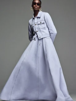 The Denim Ball Skirt in Celeste