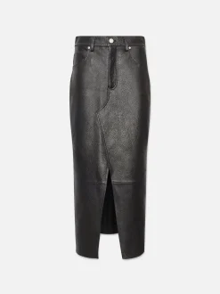 The Leather Midaxi Skirt in Black