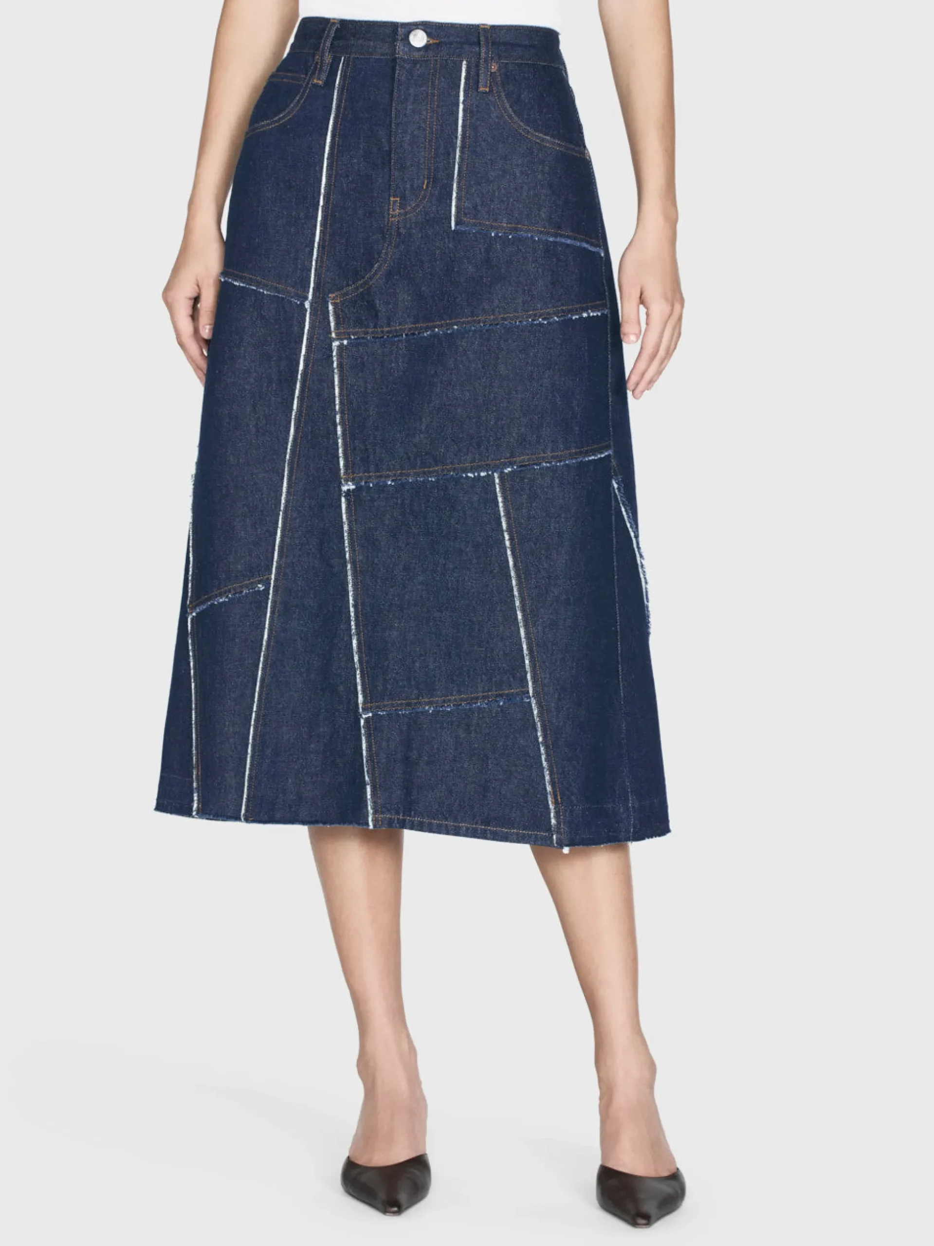 The Patchwork Midi Skirt in Hemlock