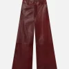 The Wide Leather Trouser in Syrah Red