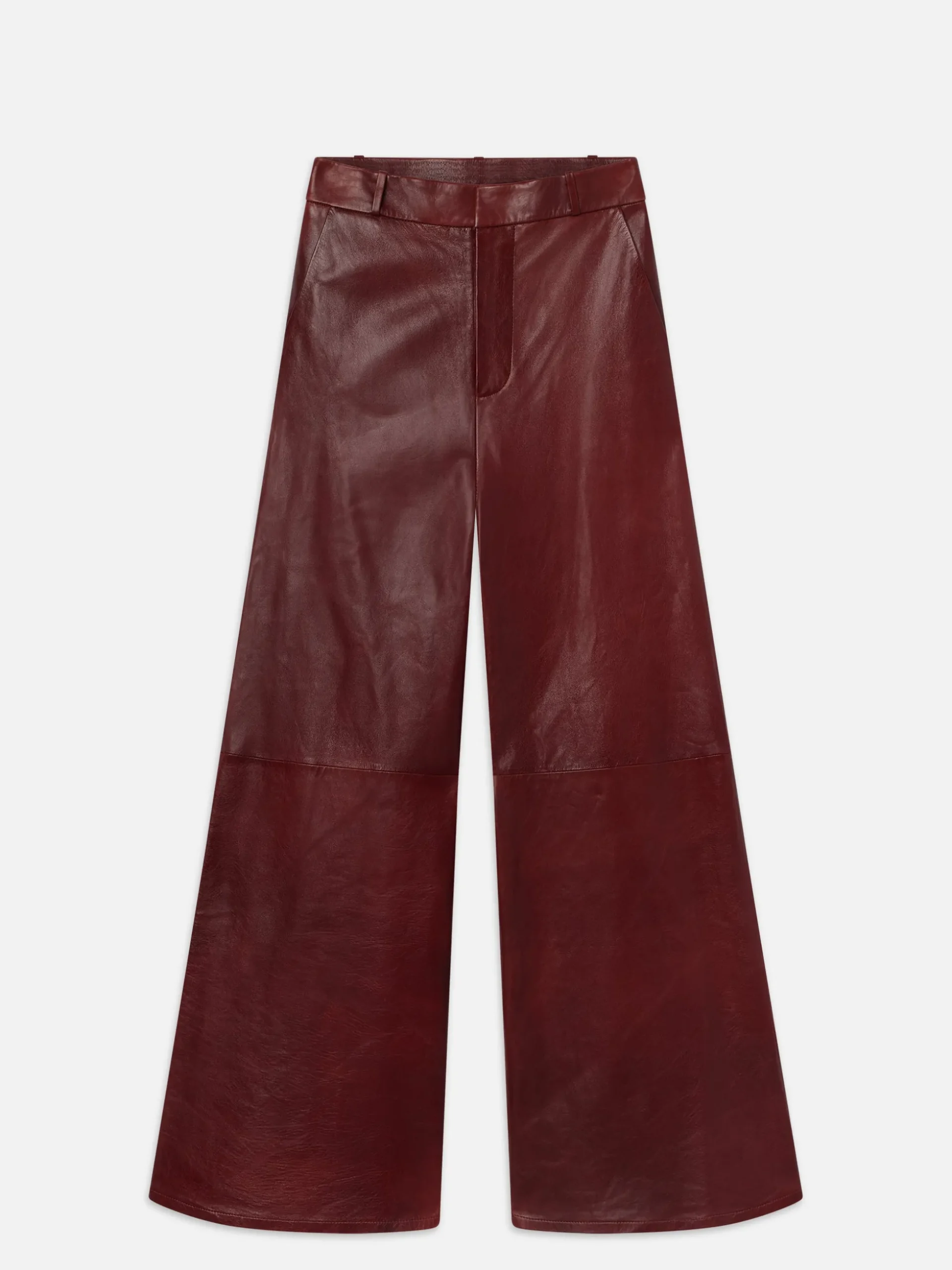 The Wide Leather Trouser in Syrah Red