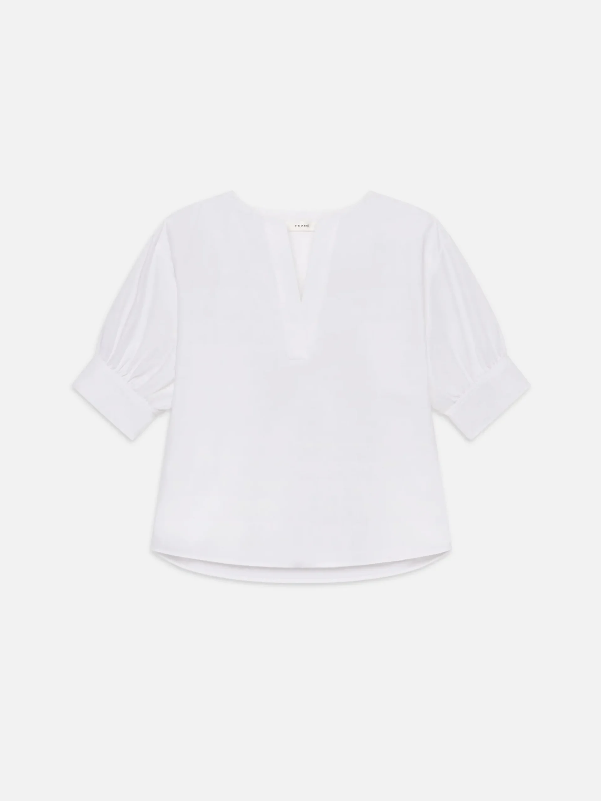 V-Neck Popover Top in White