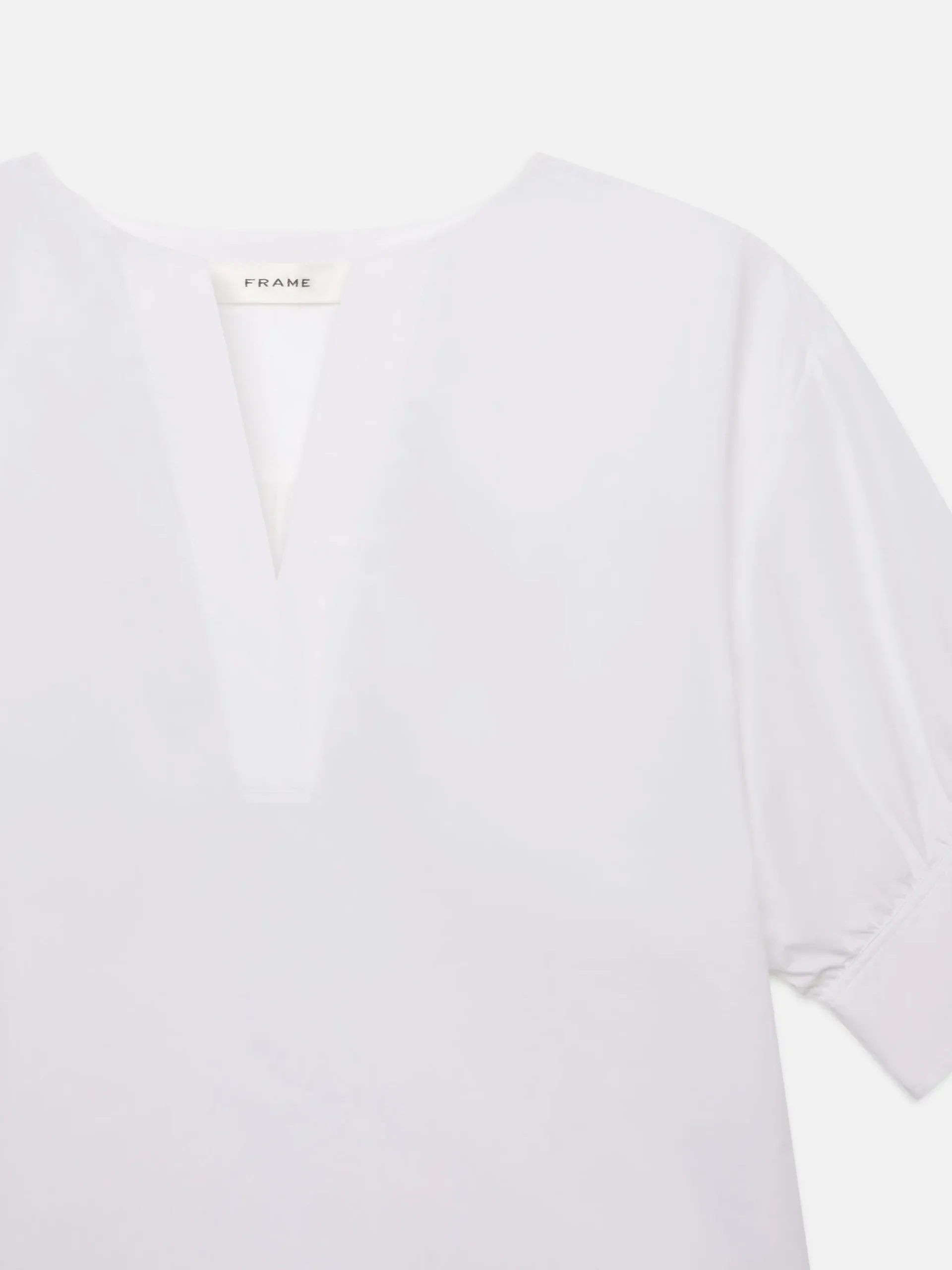 V-Neck Popover Top in White