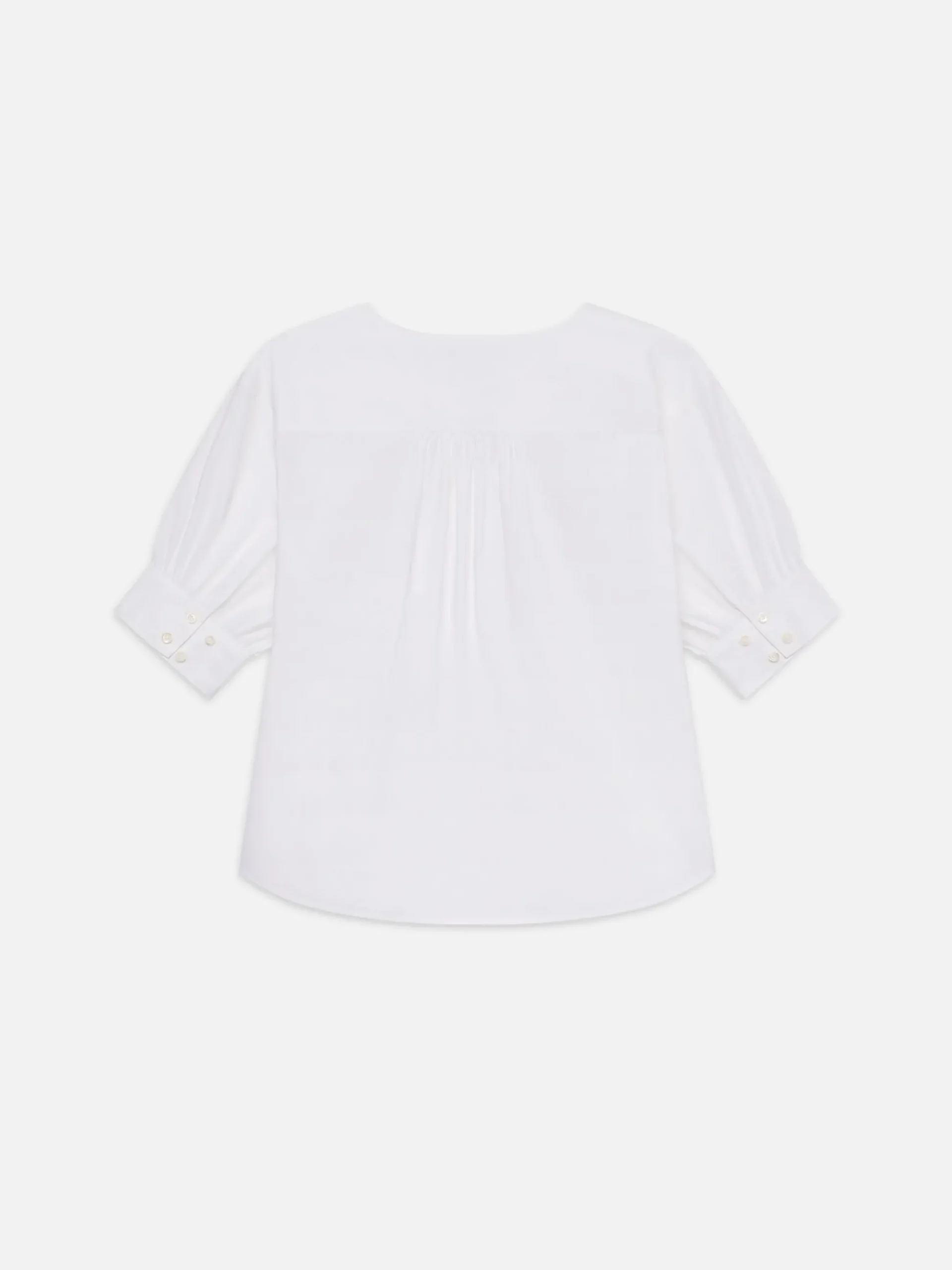 V-Neck Popover Top in White