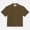 Waffle Textured Short Sleeve Shirt in Dark Beige