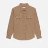 Western Denim Shirt in Dark Beige