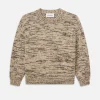 Wool Blend Crewneck in Cream/Brown