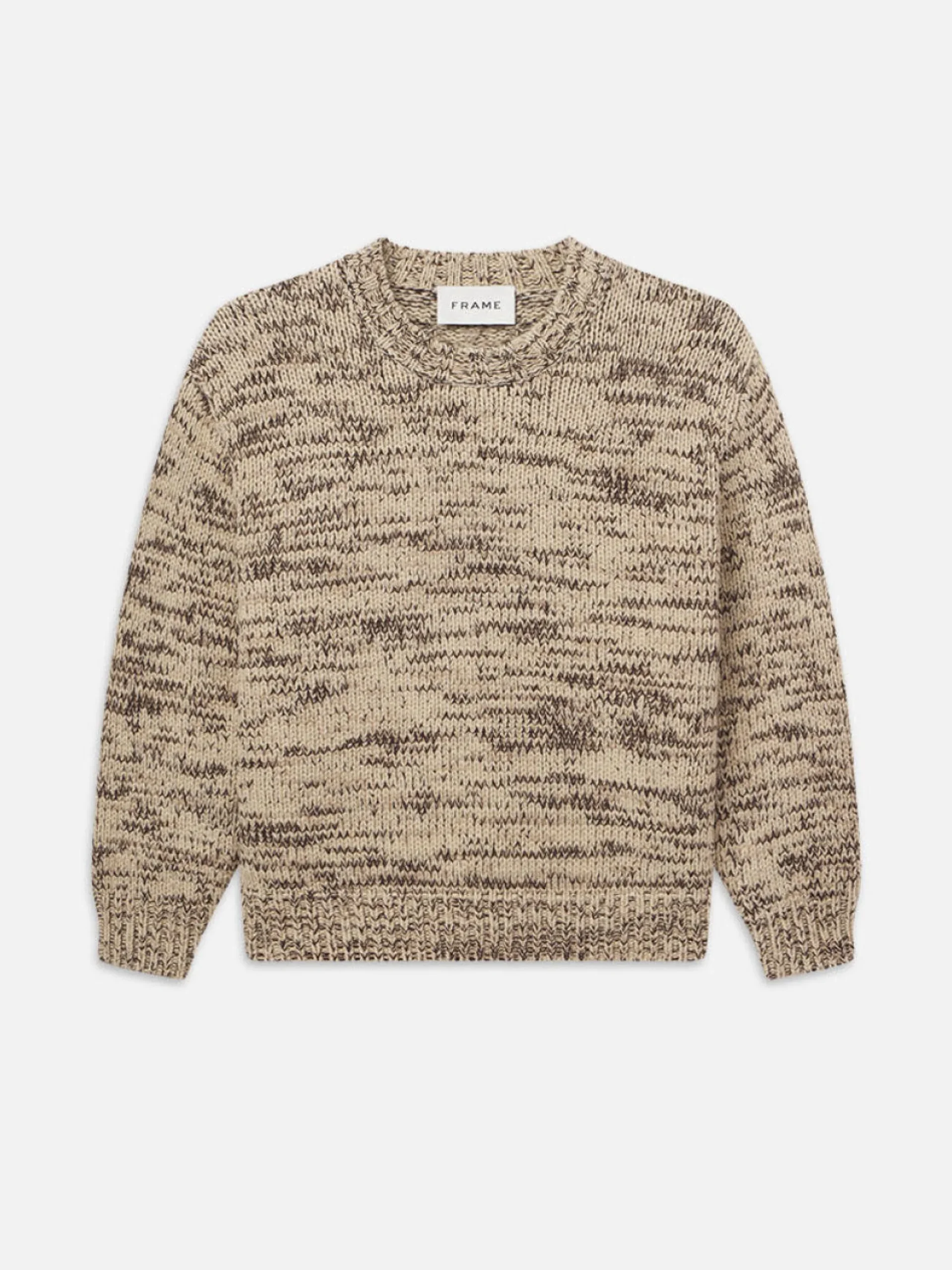 Wool Blend Crewneck in Cream/Brown