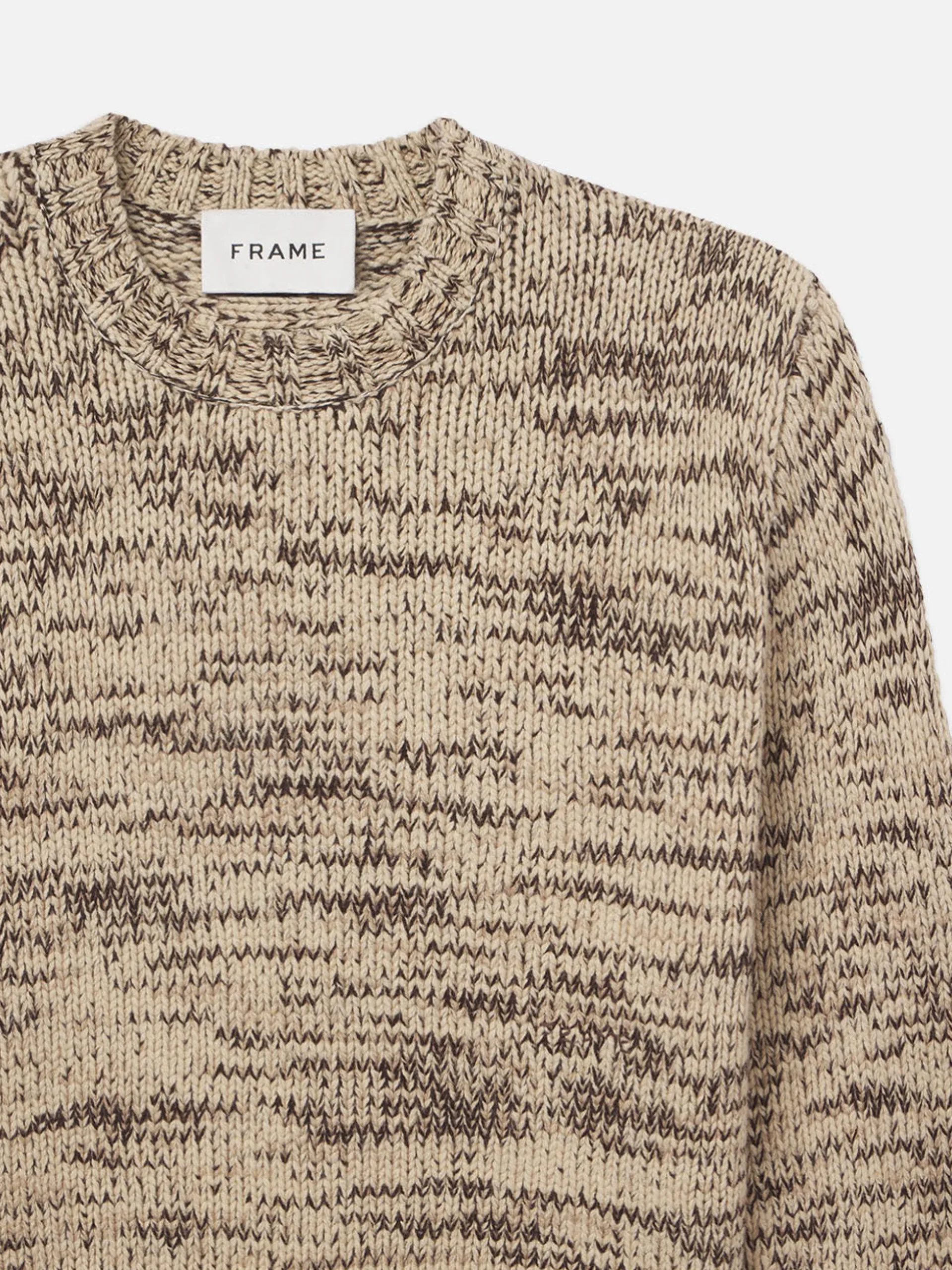 Wool Blend Crewneck in Cream/Brown