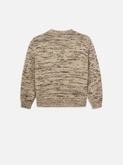 Wool Blend Crewneck in Cream/Brown