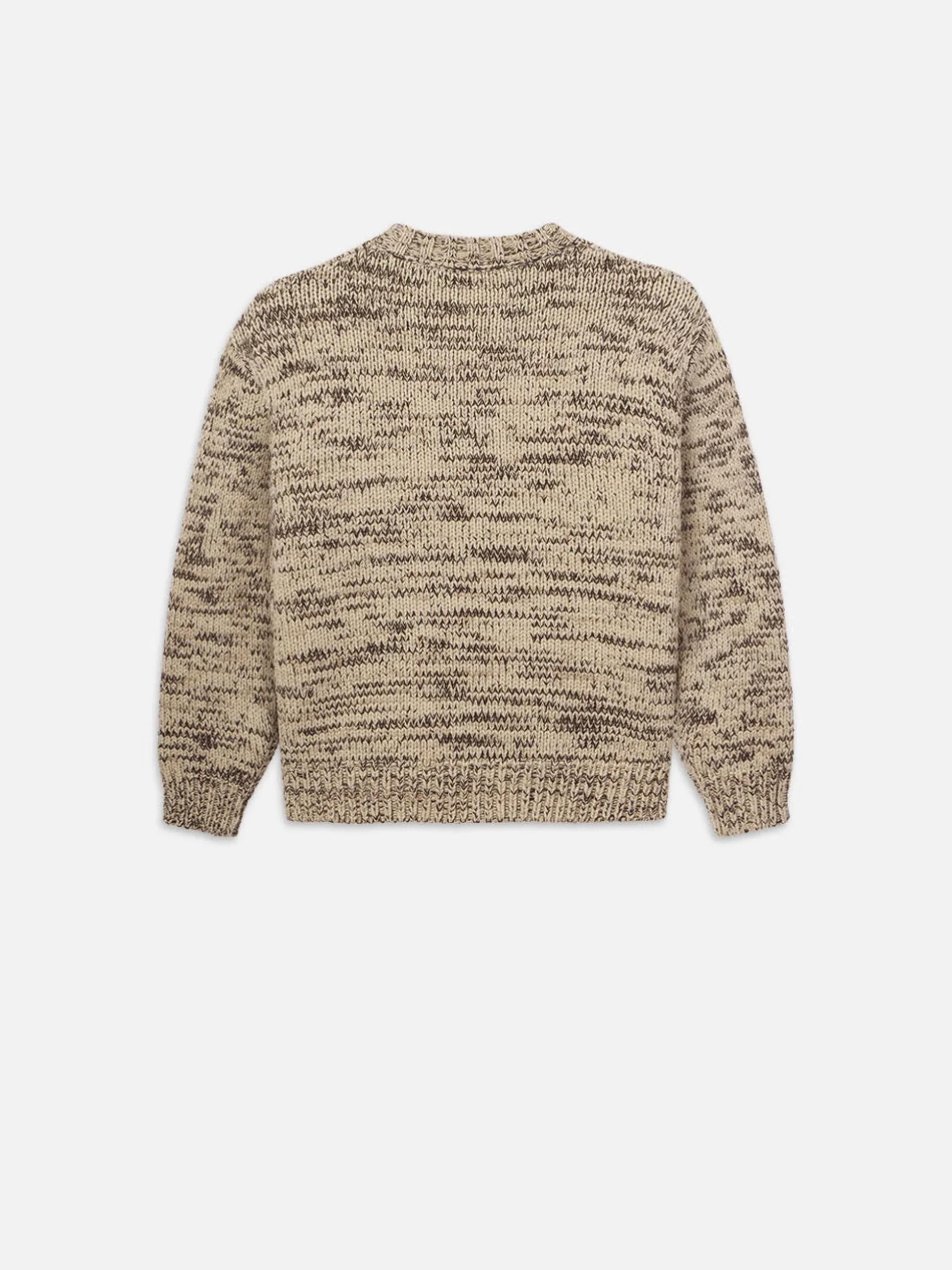 Wool Blend Crewneck in Cream/Brown